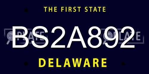 BS2A892 Delaware License Plate