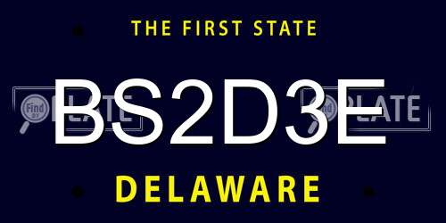 BS2D3E Delaware License Plate
