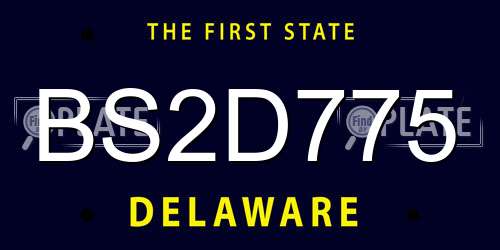 BS2D775 Delaware License Plate
