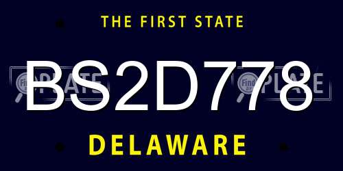 BS2D778 Delaware License Plate