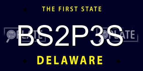 BS2P3S Delaware License Plate