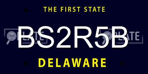 BS2R5B Delaware License Plate