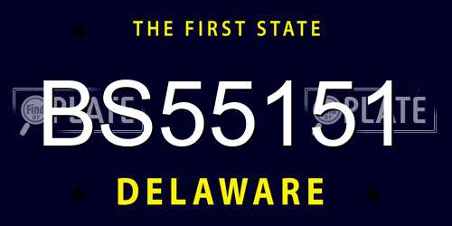 BS55151 Delaware License Plate