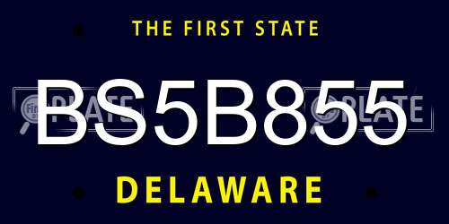 BS5B855 Delaware License Plate