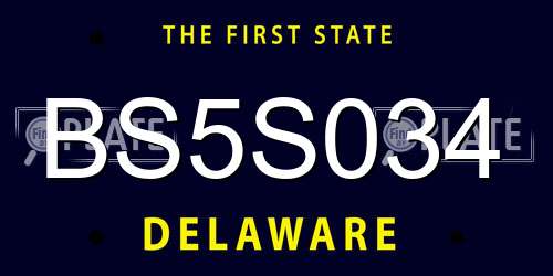 BS5S034 Delaware License Plate