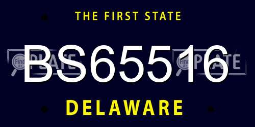 BS65516 Delaware License Plate