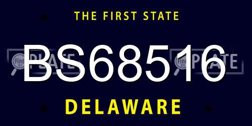 BS68516 Delaware License Plate