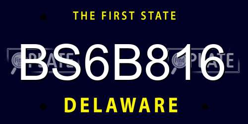 BS6B816 Delaware License Plate