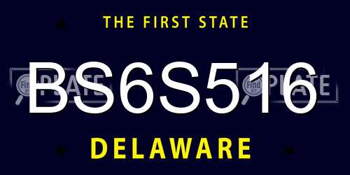 BS6S516 Delaware License Plate