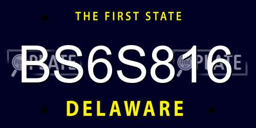 BS6S816 Delaware License Plate