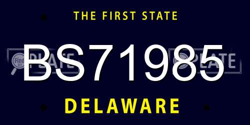 BS71985 Delaware License Plate