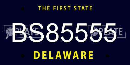 BS85555 Delaware License Plate