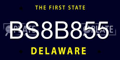 BS8B855 Delaware License Plate