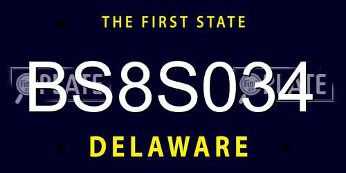 BS8S034 Delaware License Plate
