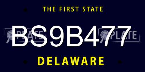 BS9B477 Delaware License Plate