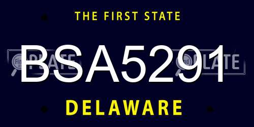 BSA5291 Delaware License Plate