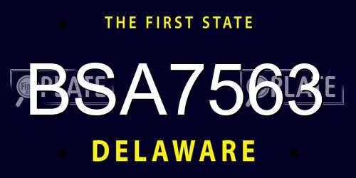 BSA7563 Delaware License Plate