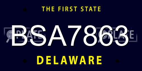 BSA7863 Delaware License Plate