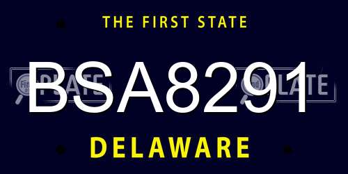 BSA8291 Delaware License Plate