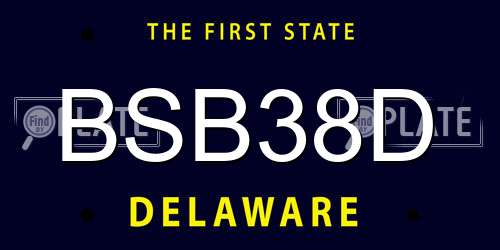 BSB38D Delaware License Plate
