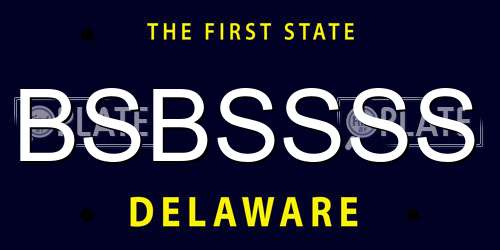 BSBSSSS Delaware License Plate