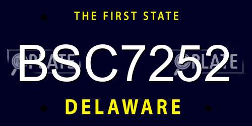 BSC7252 Delaware License Plate