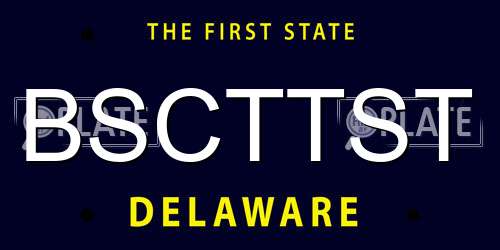 BSCTTST Delaware License Plate