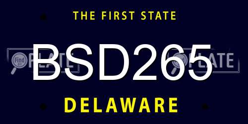 BSD265 Delaware License Plate