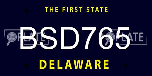 BSD765 Delaware License Plate