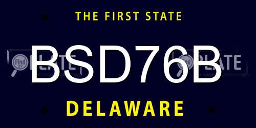 BSD76B Delaware License Plate
