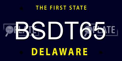 BSDT65 Delaware License Plate