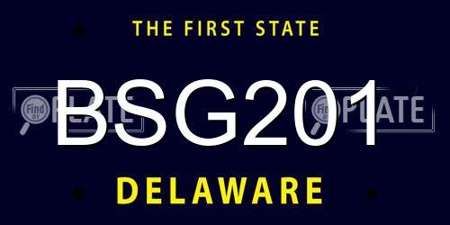 BSG201 Delaware License Plate