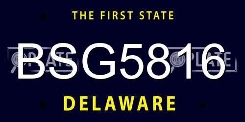 BSG5816 Delaware License Plate