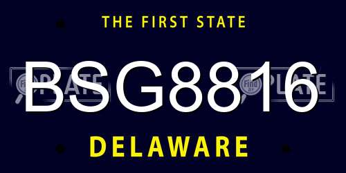 BSG8816 Delaware License Plate