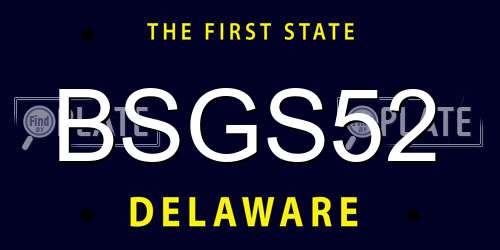 BSGS52 Delaware License Plate