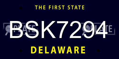 BSK7294 Delaware License Plate