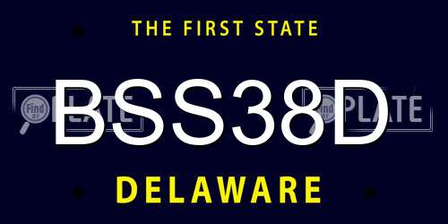 BSS38D Delaware License Plate