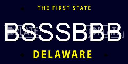 BSSSBBB Delaware License Plate