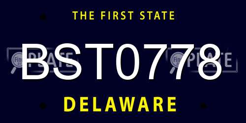 BST0778 Delaware License Plate