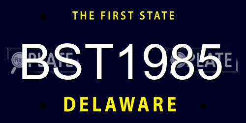 BST1985 Delaware License Plate