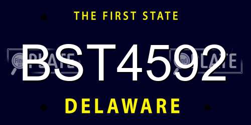 BST4592 Delaware License Plate