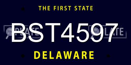 BST4597 Delaware License Plate