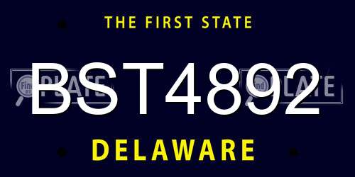 BST4892 Delaware License Plate