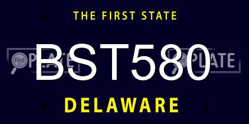 BST580 Delaware License Plate