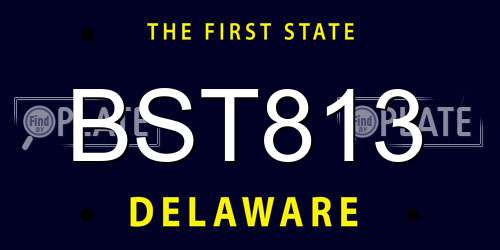BST813 Delaware License Plate
