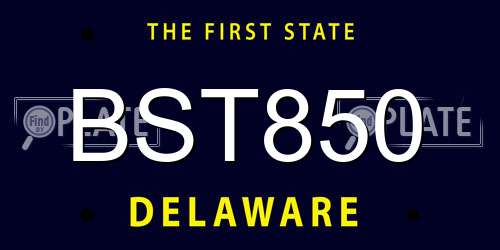 BST850 Delaware License Plate