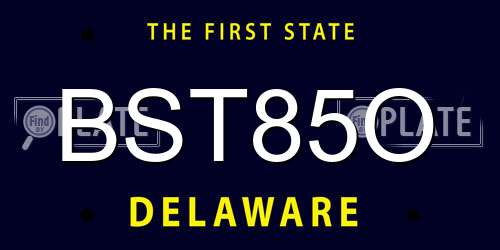 BST85O Delaware License Plate