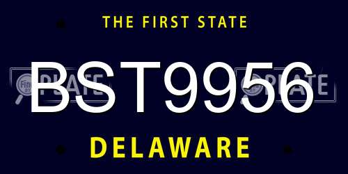 BST9956 Delaware License Plate
