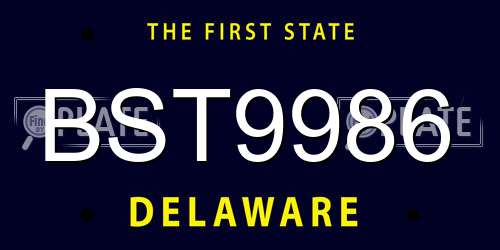 BST9986 Delaware License Plate