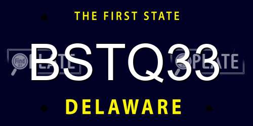 BSTQ33 Delaware License Plate